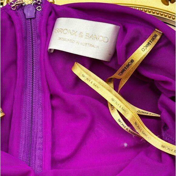 🆕 BRONX & BANCO 🧿 NWOT Monica Off-Shoulder Gown, Fuschia - Sz L - US 8 - Picture 13 of 16
